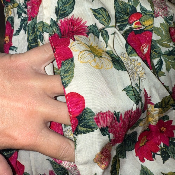 Vintage floral skirt red white green yellow size 14P cottage‎ fairy coquette - Picture 8 of 12